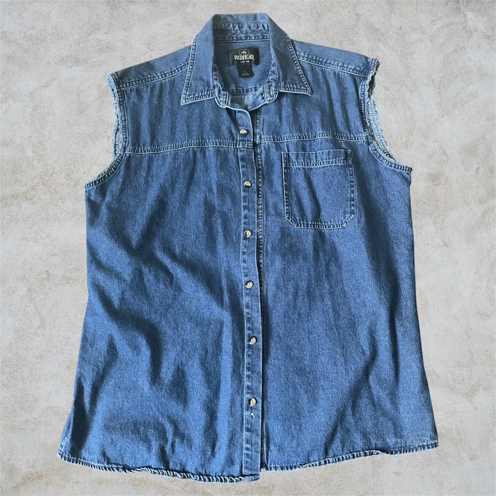 RedHead Denim Sleeveless Button-Down Shirt